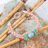 Legacy Lime Green and Blue Turquoise Braided Leather Bracelet - Barse Jewelry