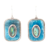 Blue Apatite and Abalone Stacked Sterling Silver Earrings - Barse Jewelry