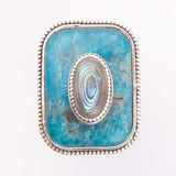 Blue Apatite and Abalone Stacked Sterling Silver Ring - Barse Jewelry