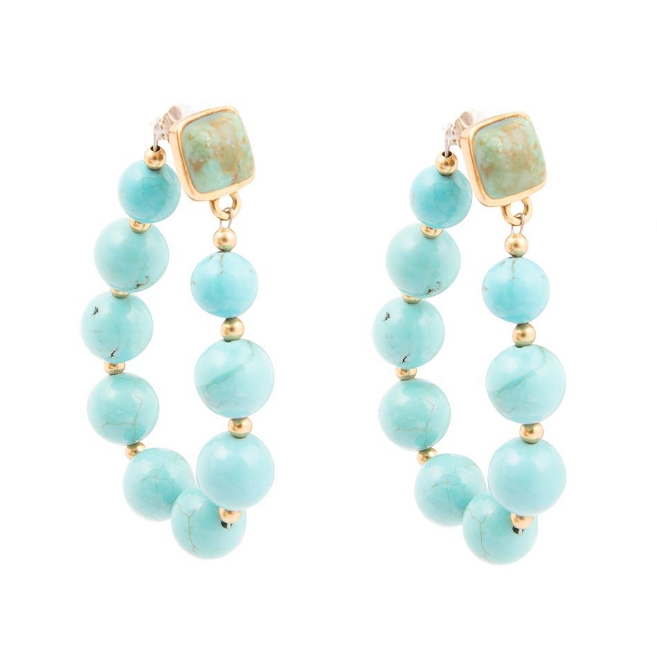 Carly Blue Magnesite Loop Post Golden Earrings - Barse Jewelry