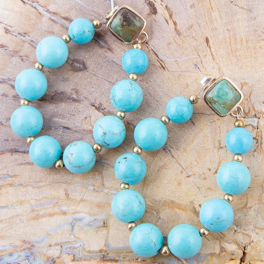 Carly Blue Magnesite Loop Post Golden Earrings - Barse Jewelry - Flyclothing LLC