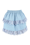 Daisy Corsets Blue Denim Ruched Bustle Skirt w/Lace - Daisy Corsets - Flyclothing LLC