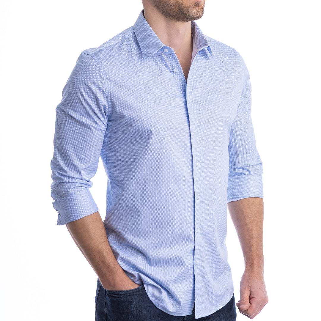 goTIELESS Ultimate Dress Shirt (Blue Diamond) - Million Dollar Collar - Flyclothing LLC