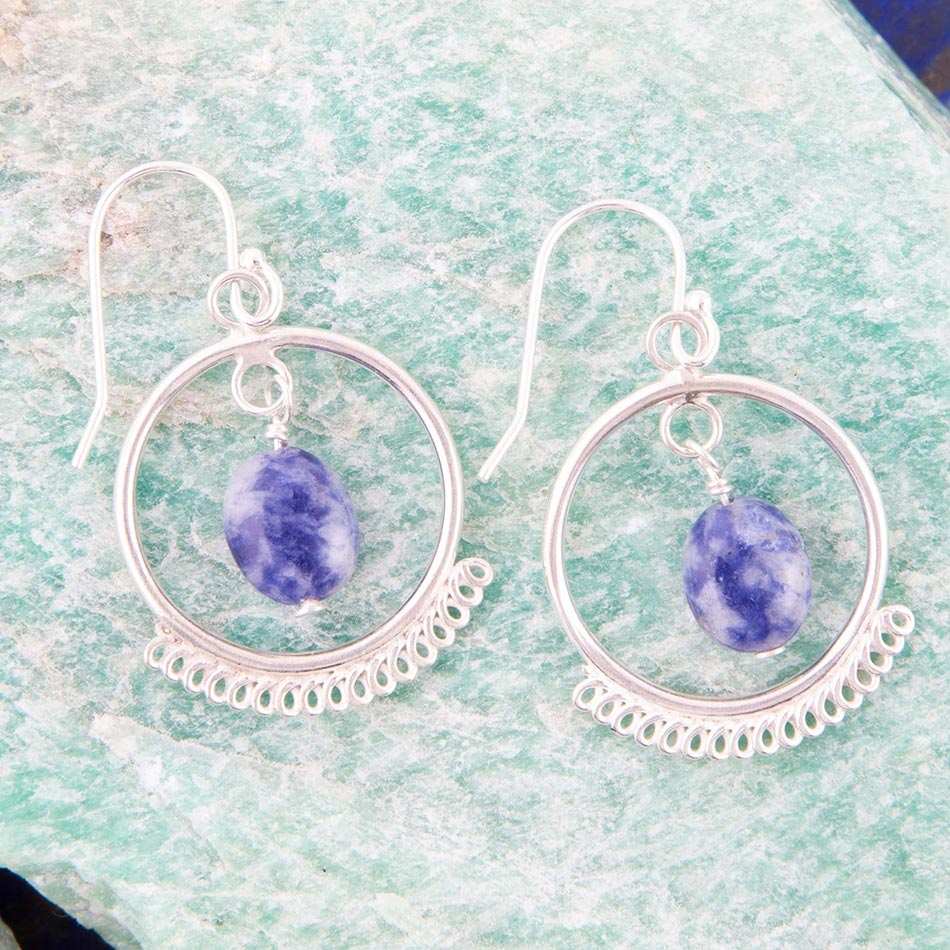 Blue Kyanite and Sterling Silver Drop Earrings - Barse Jewelry - Flyclothing LLC