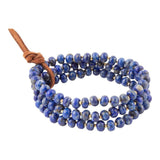 Blue Lapis Triple Strand Golden Bracelet Set - Barse Jewelry - Flyclothing LLC