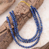 Blue Lapis Triple Strand Golden Necklace - Barse Jewelry - Flyclothing LLC
