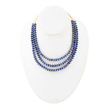 Blue Lapis Triple Strand Golden Necklace - Barse Jewelry - Flyclothing LLC