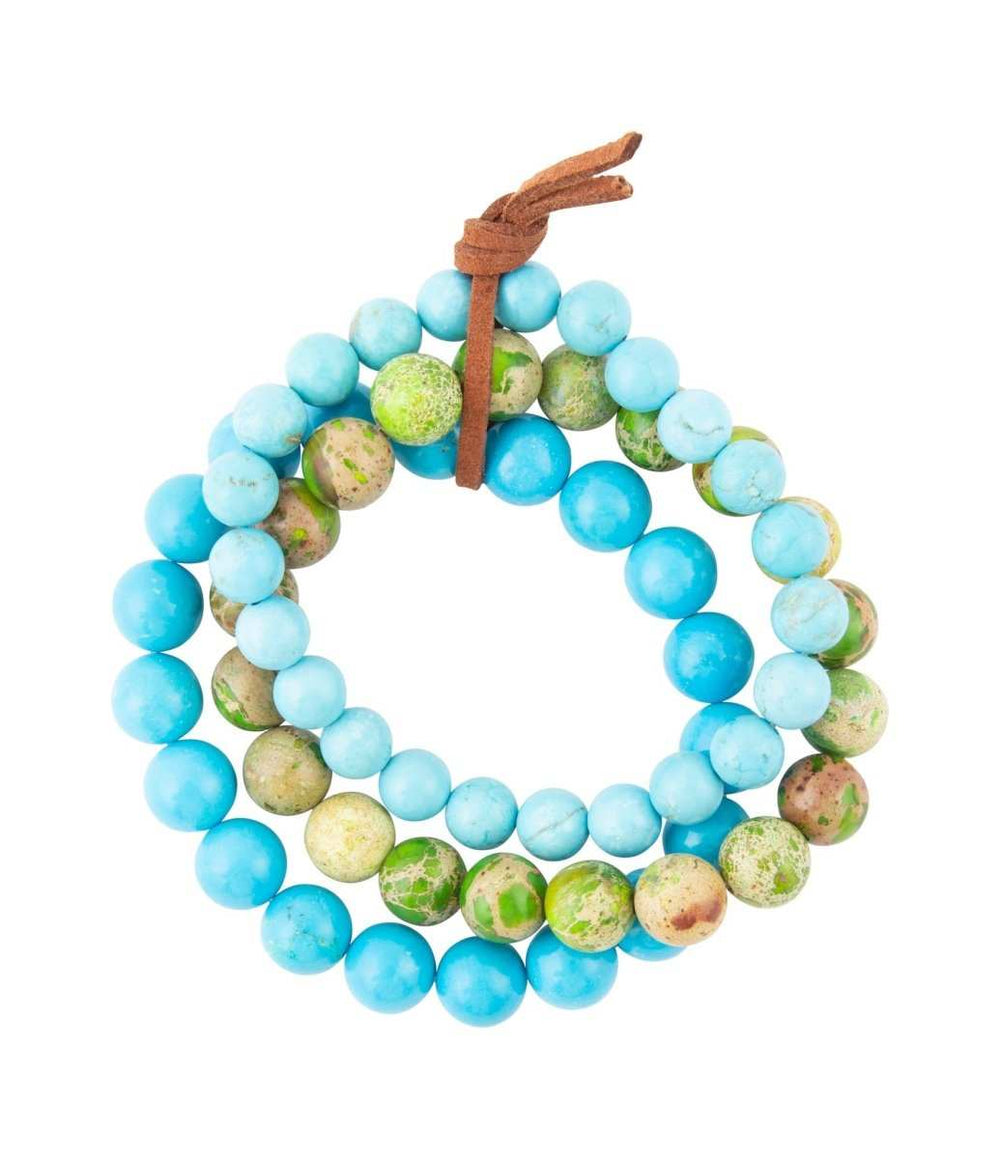 Fresh Twist Lime and Blue Turquoise Stack Bracelet Set - Barse Jewelry - Flyclothing LLC