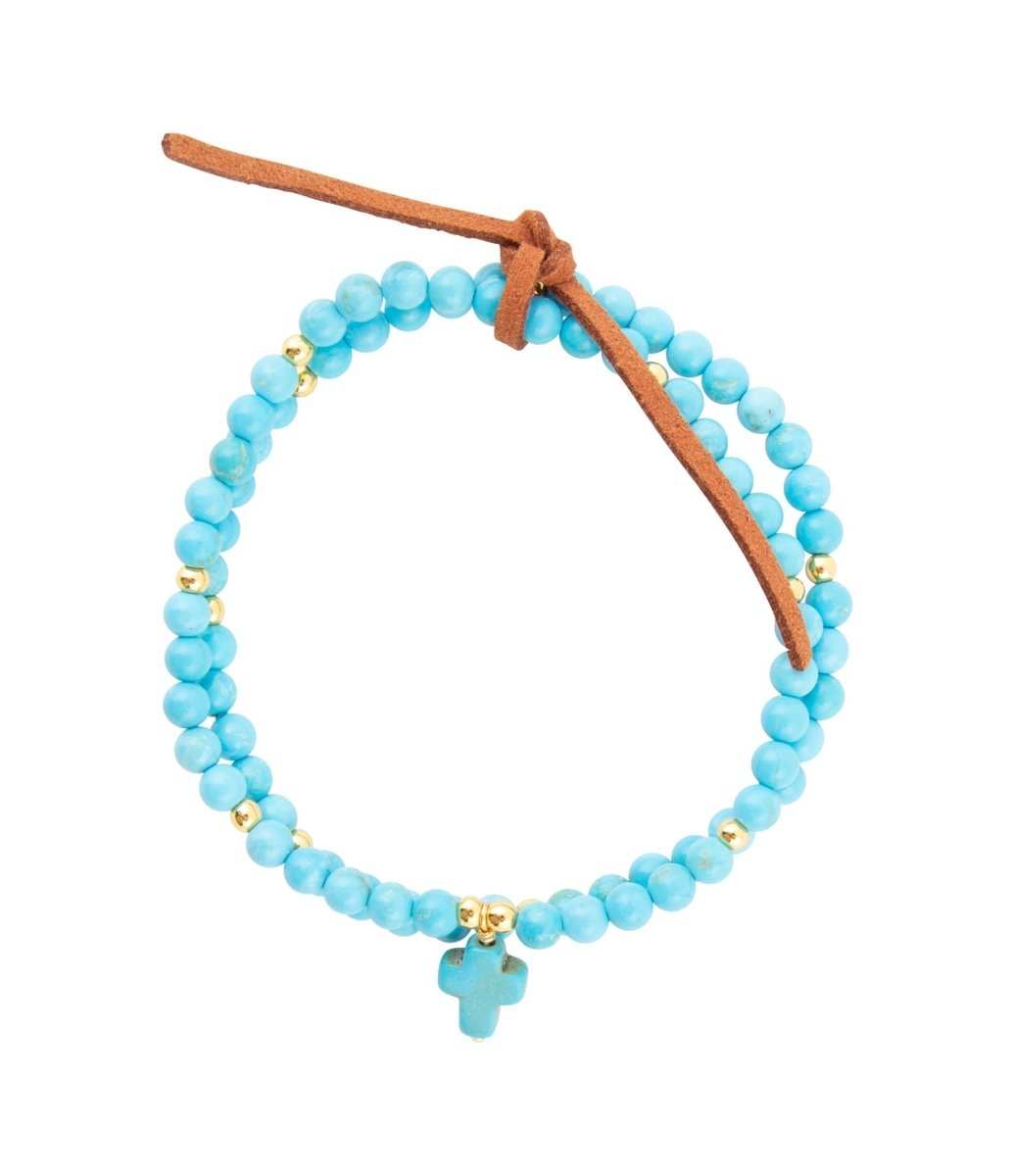 Blue Magnesite Golden Charm Stretch Bracelet Set - Barse Jewelry - Flyclothing LLC