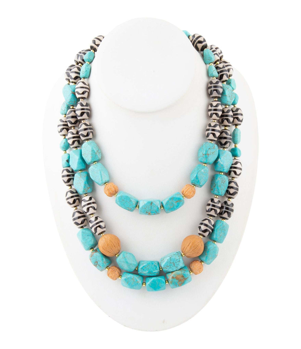 Tulum Blue Magnesite Golden Statement Necklace - Barse Jewelry - Flyclothing LLC