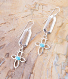 Blue Turquoise and Sterling Silver Cross Drop Earrings - Barse Jewelry