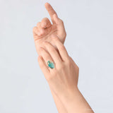Blue Turquoise and Bronze Matrix Golden Oval Ring - Barse Jewelry - Flyclothing LLC