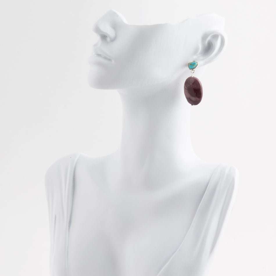 Blue Turquoise and Brown Mookaite Drop Earrings - Barse Jewelry - Flyclothing LLC