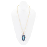 Stacked Blue Turquoise and Denim Golden Pendant Necklace