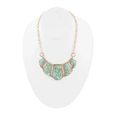 Blue Turquoise and Goldtone Statement Necklace - Barse Jewelry - Flyclothing LLC