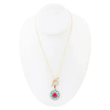 Blue Turquoise and Red Quartz Golden Chain Necklace - Barse Jewelry - Flyclothing LLC