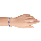 Blue Turquoise and Red Quartz Golden Cuff Bracelet - Barse Jewelry - Flyclothing LLC