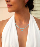 Blue Turquoise Cross Golden Pendant Necklace - Barse Jewelry - Flyclothing LLC
