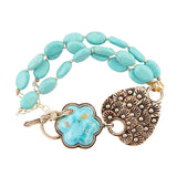Blue Turquoise Flower Golden Toggle Bracelet