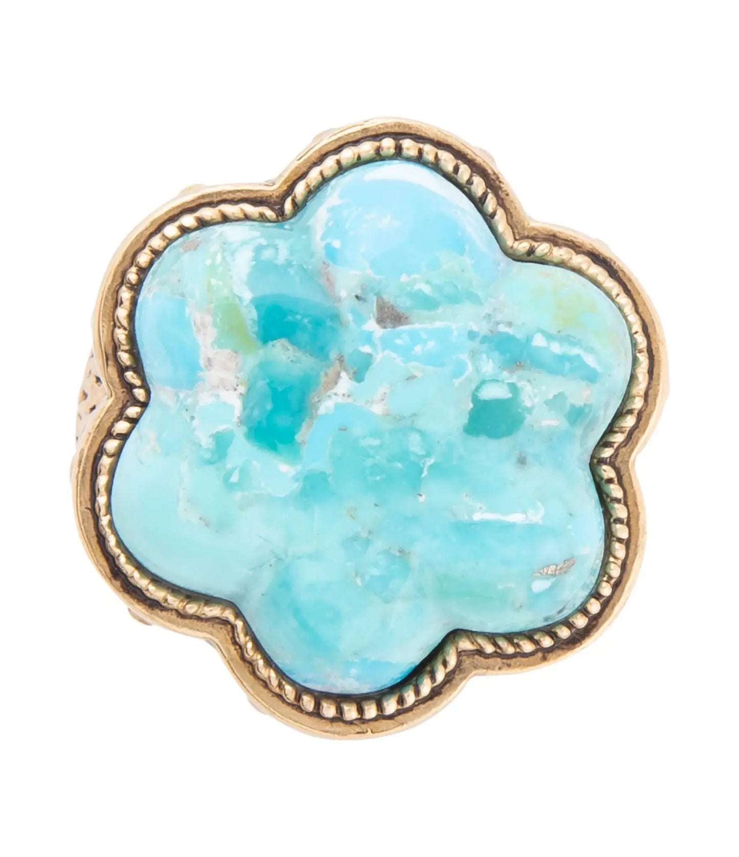 Blue Turquoise Flower Golden Ring - Barse Jewelry - Flyclothing LLC
