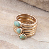 Blue Turquoise Golden Stacking Ring Set - Barse Jewelry - Flyclothing LLC