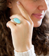 Blue Turquoise Golden Statement Ring - Barse Jewelry - Flyclothing LLC