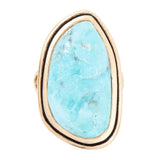 Blue Turquoise Golden Statement Ring - Barse Jewelry - Flyclothing LLC