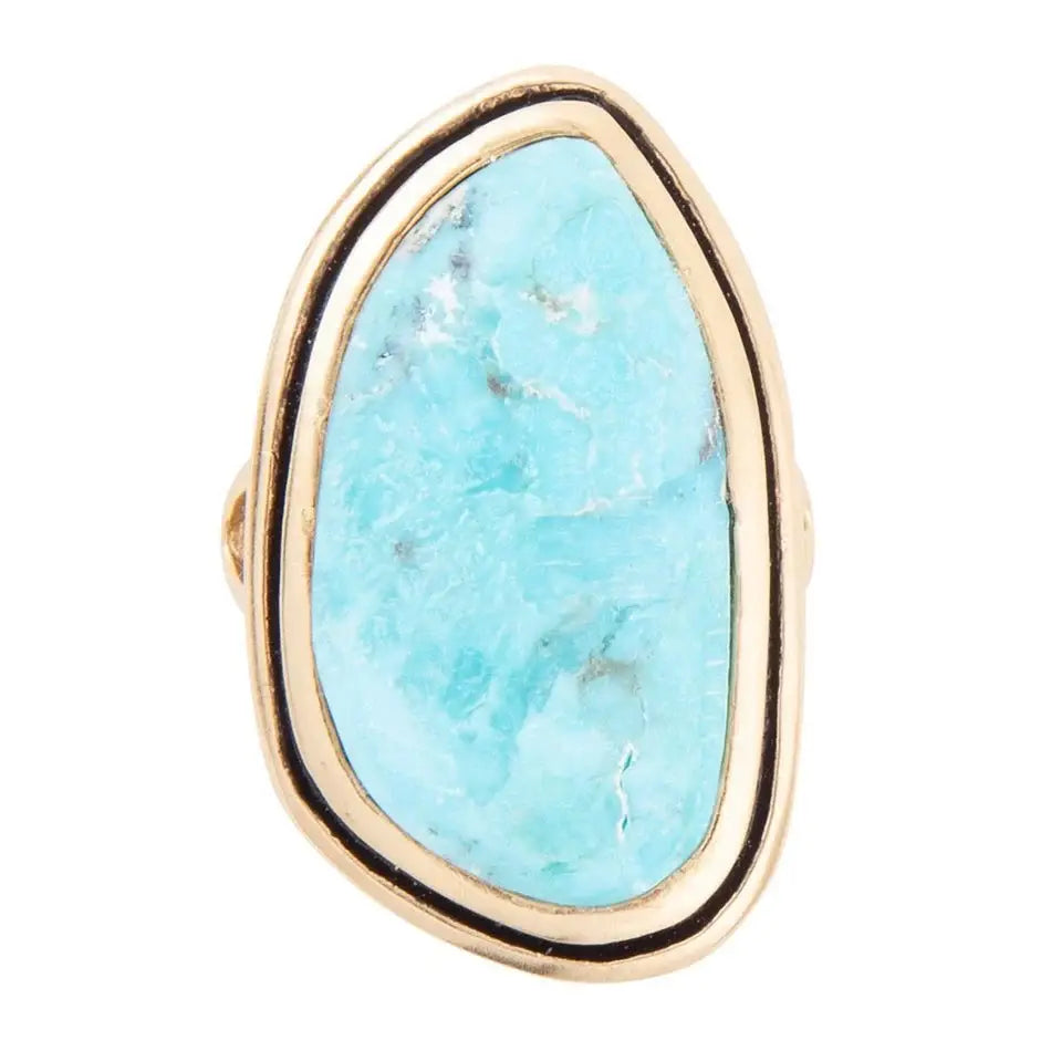 Blue Turquoise Golden Statement Ring - Barse Jewelry - Flyclothing LLC