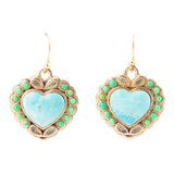 Legacy Heart Lime Green and Blue Turquoise Golden Drop Earrings - Barse Jewelry