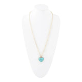 Blue Turquoise Heart Pendant Golden Necklace - Barse Jewelry - Flyclothing LLC