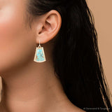 Blue Turquoise Jeweled Statement Golden Earrings - Barse Jewelry - Flyclothing LLC