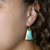 Blue Turquoise Jeweled Statement Golden Earrings - Barse Jewelry - Flyclothing LLC
