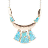 Blue Turquoise Jeweled Statement Golden Necklace - Barse Jewelry - Flyclothing LLC