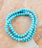 Blue Turquoise Magnesite Golden Bracelet Set - Barse Jewelry