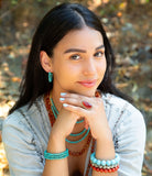 Blue Turquoise Magnesite Golden Hoop Earrings