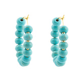Blue Turquoise Magnesite Golden Hoop Earrings