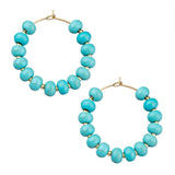 Blue Turquoise Magnesite Golden Hoop Earrings