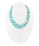 Blue Turquoise Magnesite Sterling Silver Strand Necklace - Barse Jewelry