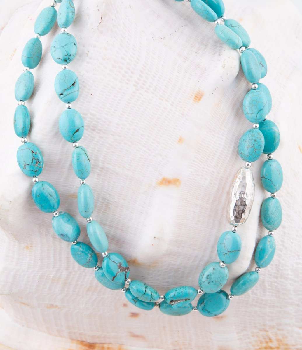 Blue Turquoise Magnesite Sterling Silver Strand Necklace - Barse Jewelry - Flyclothing LLC
