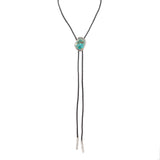 Blue Turquoise Matrix Sterling Silver Bolo Tie Necklace