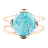 Blue Turquoise Rhombus Statement Cuff Bracelet - Barse Jewelry