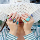 Blue Turquoise Rhombus Statement Ring - Barse Jewelry - Flyclothing LLC