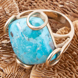 Blue Turquoise Rhombus Statement Ring - Barse Jewelry