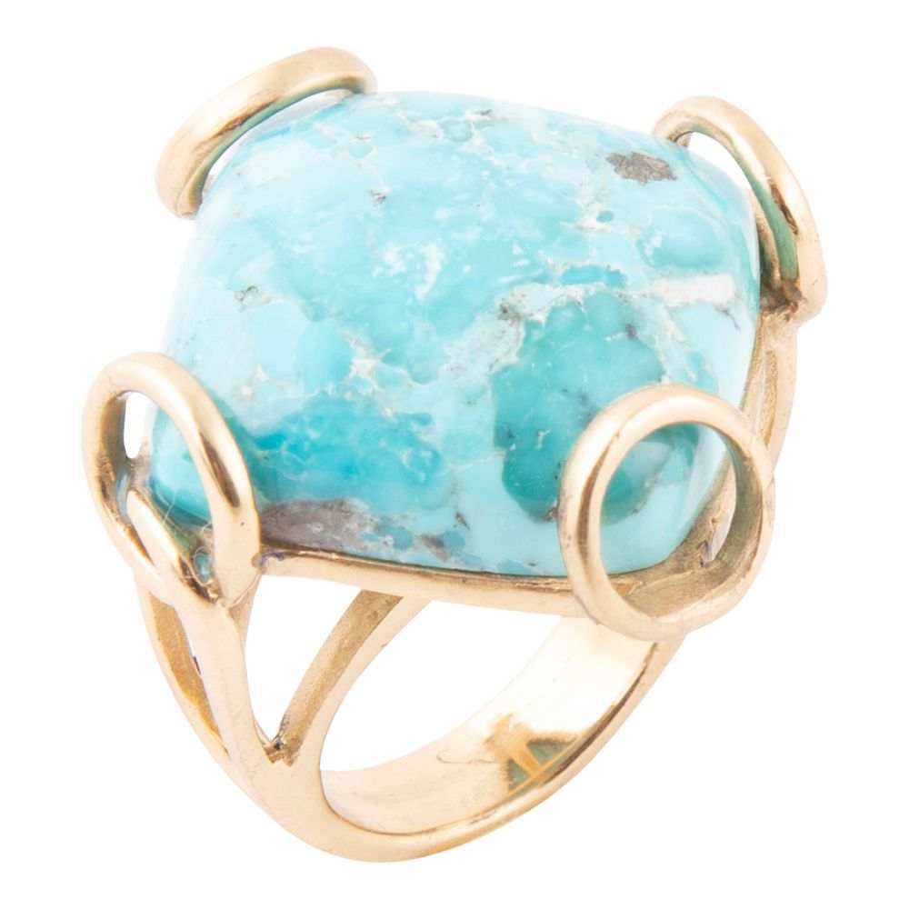 Blue Turquoise Rhombus Statement Ring - Barse Jewelry