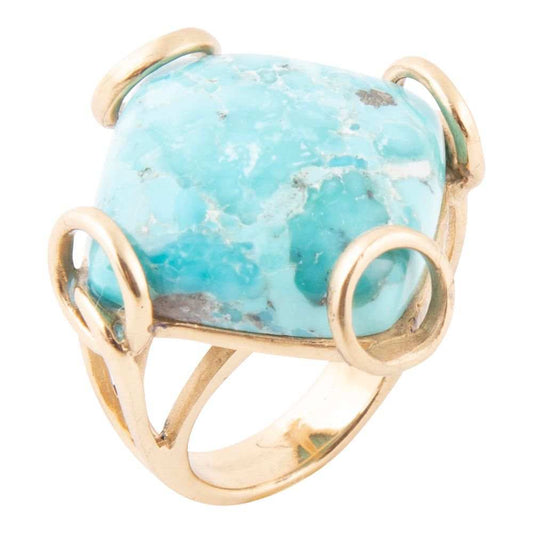 Blue Turquoise Rhombus Statement Ring - Barse Jewelry - Flyclothing LLC