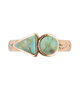 Blue Turquoise Shape Golden Bronze Ring - Barse Jewelry - Flyclothing LLC