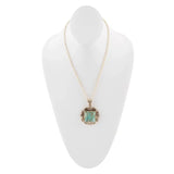 Blue Turquoise Square Golden Pendant Necklace - Barse Jewelry - Flyclothing LLC