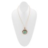 Blue Turquoise Square Golden Pendant Necklace