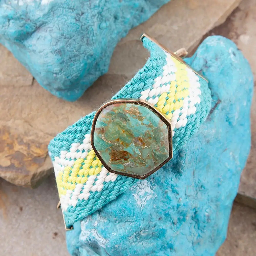Blue Turquoise Textile Blues Woven Bracelet - Barse Jewelry - Flyclothing LLC