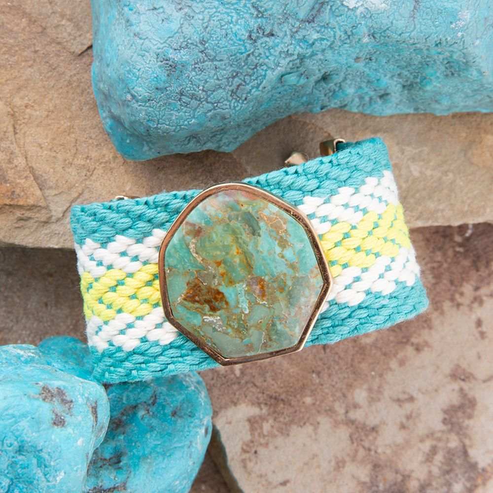Blue Turquoise Textile Blues Woven Bracelet - Barse Jewelry - Flyclothing LLC
